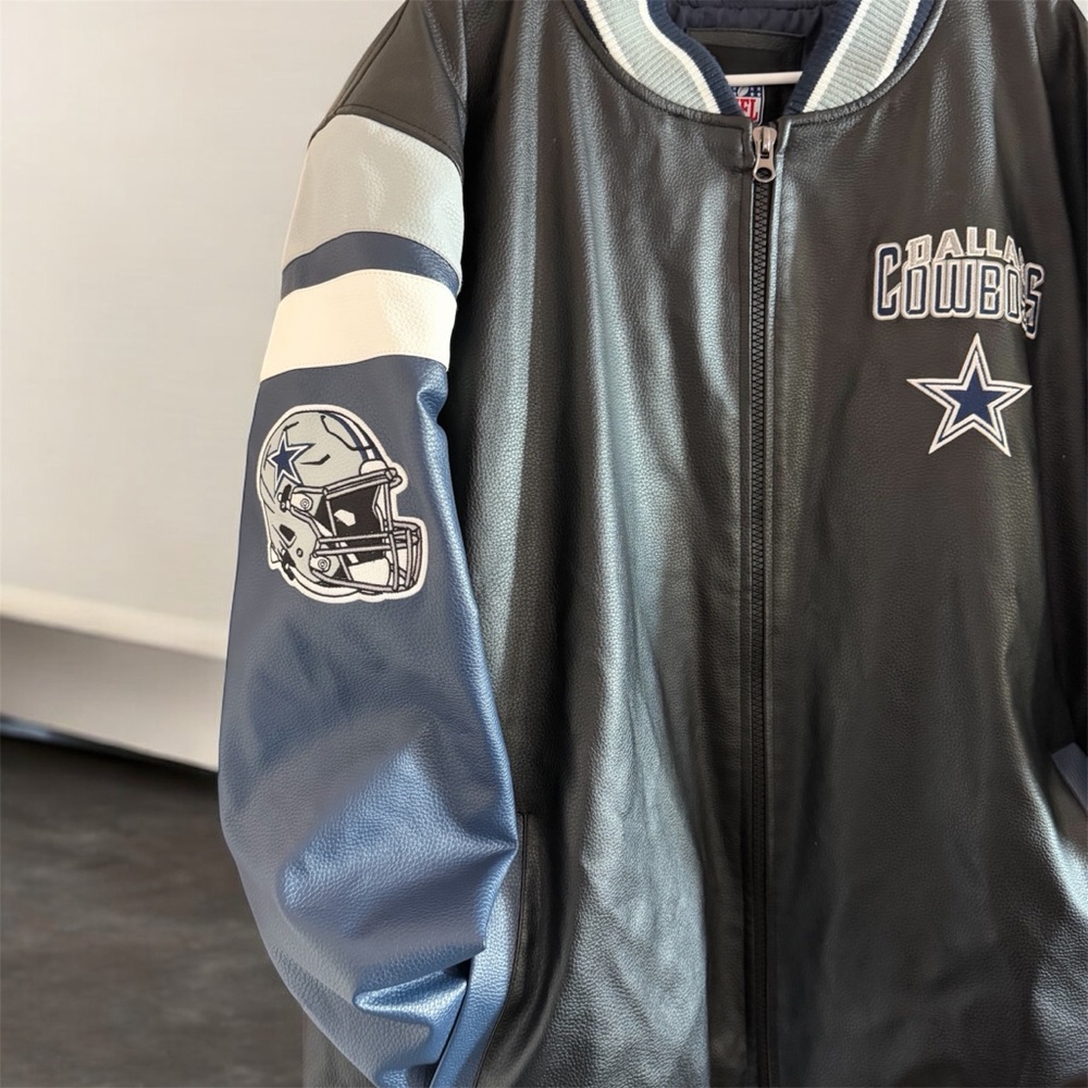 NFL Dallas Cowboys Black and Gray Varsity Jacket - Picture 4 of 5